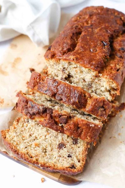Slices off banana bread loaf