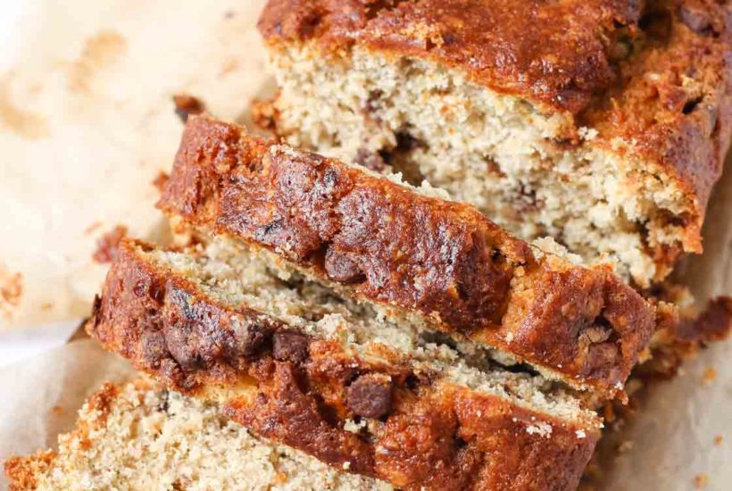 Slices off banana bread loaf